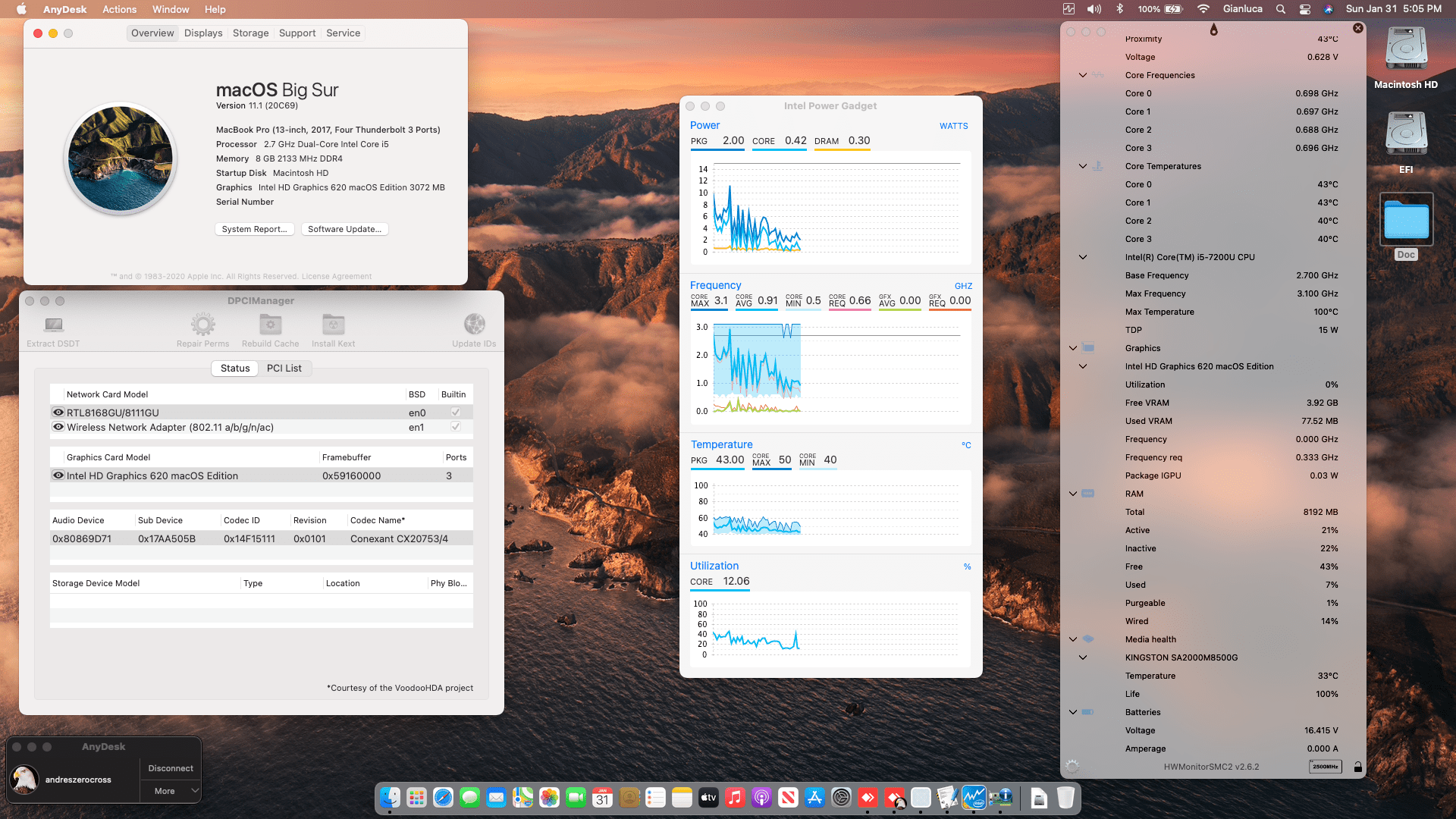 Success Hackintosh macOS Big Sur 11.1 Build 20C69 in Lenovo Thinkpad E570